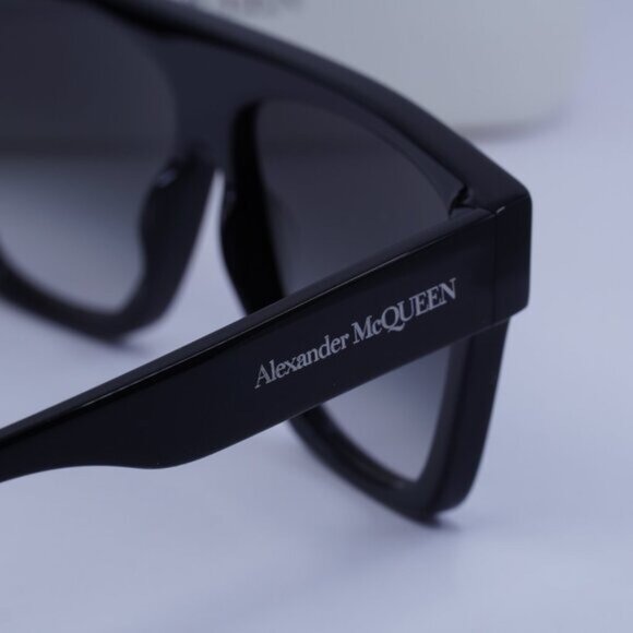 Alexander McQueen AM0302S 001 Square Sunglasses – Black/Grey - Picture 10 of 11